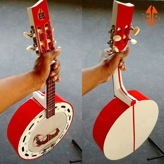 Banjo Luthier Duplo Vermelho e Branco Caixa de 8