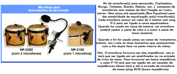 Microfone p/ Percussão duplo MP-2200